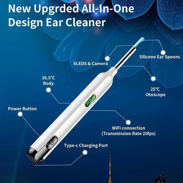 Alt view image 4 of 6 - Ear Wax Removal Tool Camera, Ear Cleaner with Camera, 1200P HD Ear Camera with 6 LED Light, Ear Cleaning Kit with 15 Pcs Replacement Tips for iPhone & Android Phones White