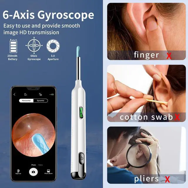 Alt view image 6 of 6 - Ear Wax Removal Tool Camera, Ear Cleaner with Camera, 1200P HD Ear Camera with 6 LED Light, Ear Cleaning Kit with 15 Pcs Replacement Tips for iPhone & Android Phones White