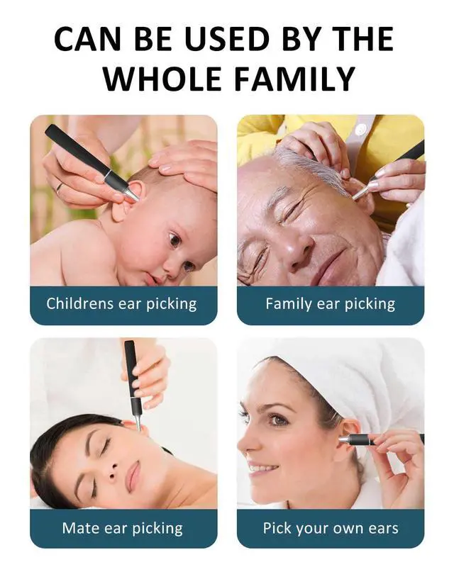 Alt view image 7 of 7 - Ear Wax Removal Tool S5 with 10 MP Camera Otoscope, Omnidirectional Tweezer, Crodless Earwax Remover Tool with 12 Ear Spoon, Wireless Ear Cleaner with Light for iOS & Android (Black)