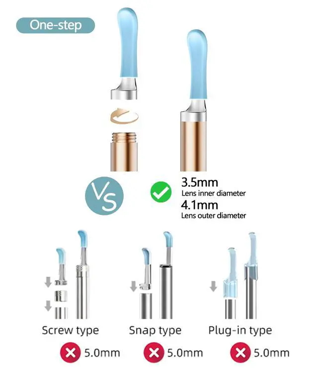 Alt view image 4 of 6 - Replacement Tips for R1 Ear Camera, 8 PCS Waterproof Silicone Ear Spoon for Wet/Dry Earwax Cleaning, BEBIRD Original Ear Cleaner Tips Set for W3/R3/T15/X3/X17 PRO/D3Pro/T5(Spiral Structure)