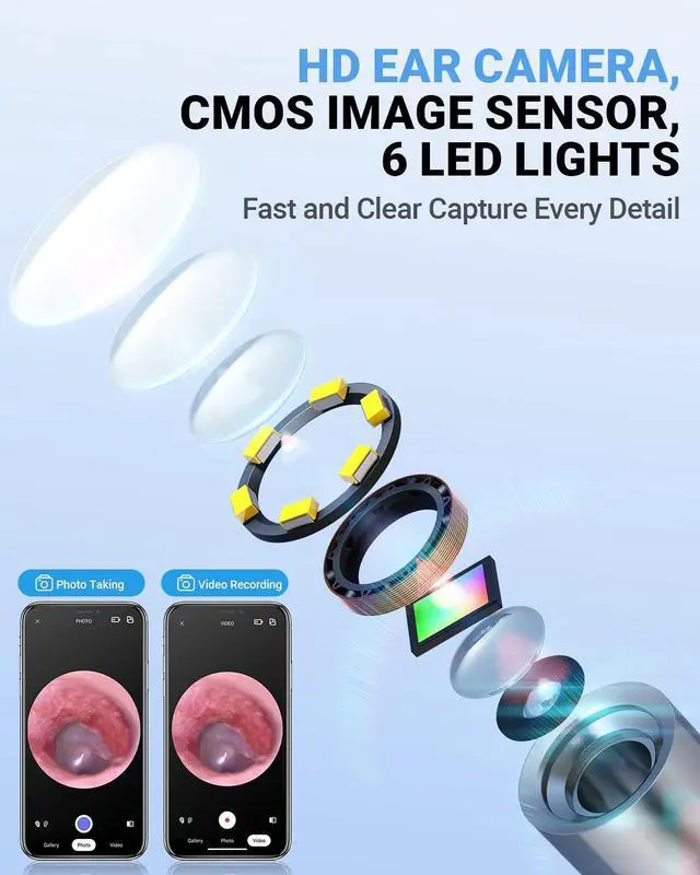 Alt view image 2 of 7 - WiFi Otoscope, HD Otoscope Camera with Light, Ear Checker for Kids & Adults