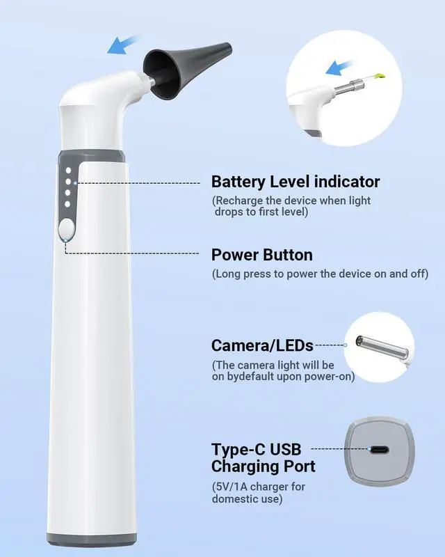 Alt view image 6 of 7 - WiFi Otoscope, HD Otoscope Camera with Light, Ear Checker for Kids & Adults