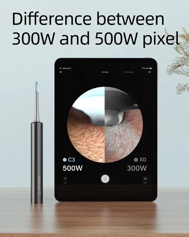 Alt view image 3 of 7 - Ear Wax Removal, Ear Cleaner with Ear Camera, 5 Megapixels 1080P Ear Scope, Ear Picker with 6 LED Lights, Full Set Ear Wax Removal Tool with 4 Ear Scoops, Black