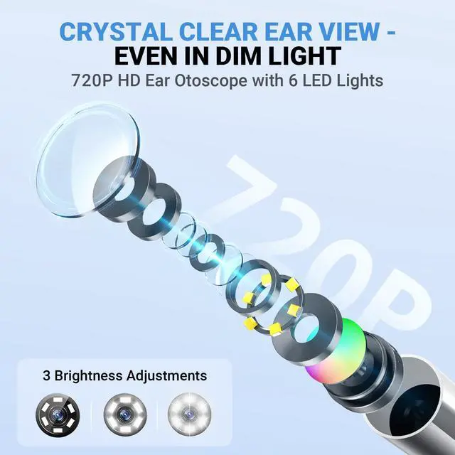 Alt view image 2 of 7 - Otoscope with Light, No App Needed, HD Screen, Ear Scope Camera for Family