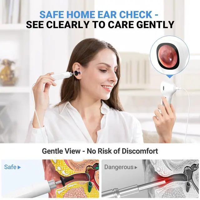 Alt view image 7 of 7 - Otoscope with Light, No App Needed, HD Screen, Ear Scope Camera for Family