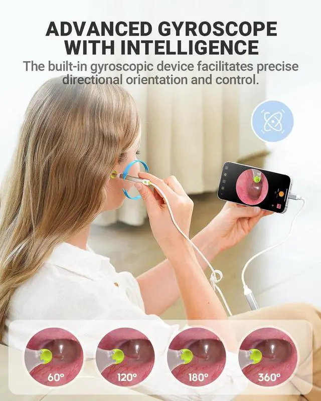 Alt view image 2 of 6 - Otoscope with Gyroscope, Ear Scope Camera, Compatible with iPhone/Android