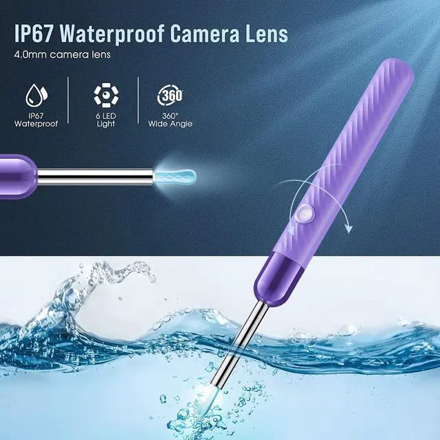 Alt view image 5 of 6 - Ear Wax Removal Tool - Ear Cleaner with 1080P Camera - Ear Canal Cleaner - Ear Cleaning Kit with 6 Ear Spoon - Ear Camera for iOS & Android - Birthday Gifts for Women - Purple