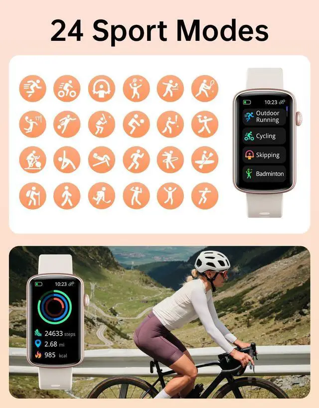 Alt view image 3 of 7 - Fitness Tracker, Fitness Watches for Women Men with Heart Rate Monitor Blood Oxygen Sleep Tracker Pedometer, 1.47" Smart Watch Step Calorie Counter for Android iOS IP68 Waterproof (Gold)