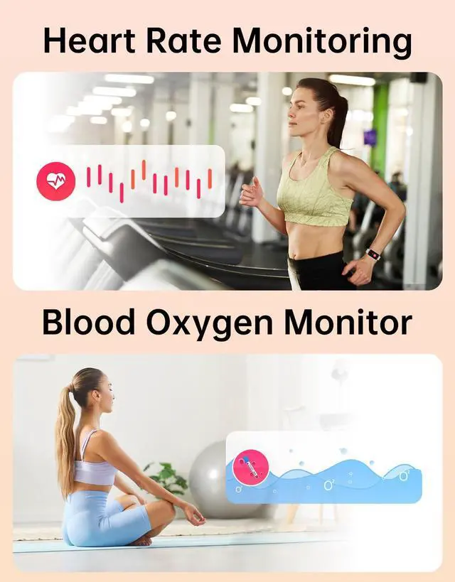 Alt view image 4 of 7 - Fitness Tracker, Fitness Watches for Women Men with Heart Rate Monitor Blood Oxygen Sleep Tracker Pedometer, 1.47" Smart Watch Step Calorie Counter for Android iOS IP68 Waterproof (Gold)