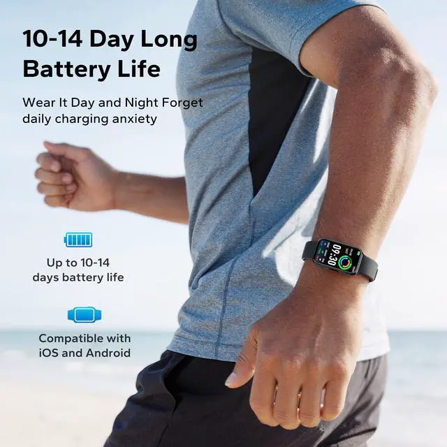 Alt view image 3 of 7 - Fitness Tracker with 24/7 Heart Rate & Blood Oxygen Monitor, 1.47" OLED Color Screen Smart Watch, Waterproof Activity Tracker with Sleep Step Counter & Smart Notifications for Men Women