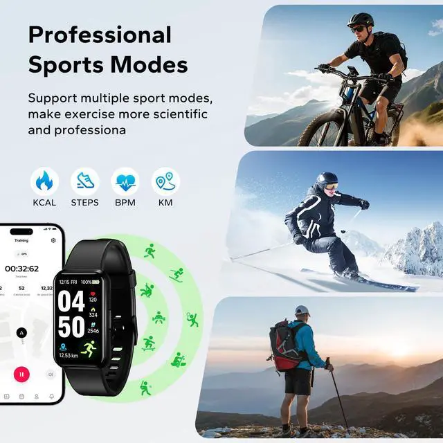 Alt view image 4 of 7 - Fitness Tracker with 24/7 Heart Rate & Blood Oxygen Monitor, 1.47" OLED Color Screen Smart Watch, Waterproof Activity Tracker with Sleep Step Counter & Smart Notifications for Men Women