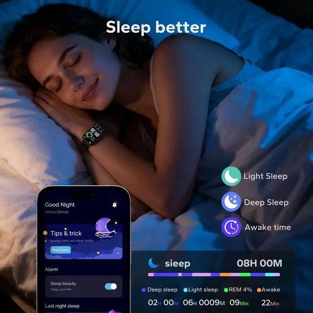 Alt view image 6 of 7 - Fitness Tracker with 24/7 Heart Rate & Blood Oxygen Monitor, 1.47" OLED Color Screen Smart Watch, Waterproof Activity Tracker with Sleep Step Counter & Smart Notifications for Men Women