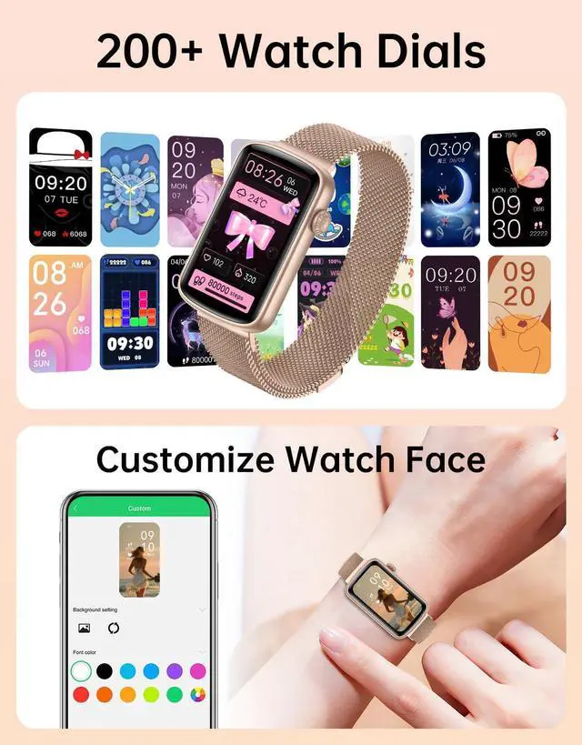 Alt view image 5 of 7 - Fitness Tracker, Fitness Watches for Women Men with Heart Rate Monitor Blood Oxygen Sleep Tracker Pedometer, 1.47" Smart Watch Step Calorie Counter for Android iOS IP68 Waterproof (Gold)