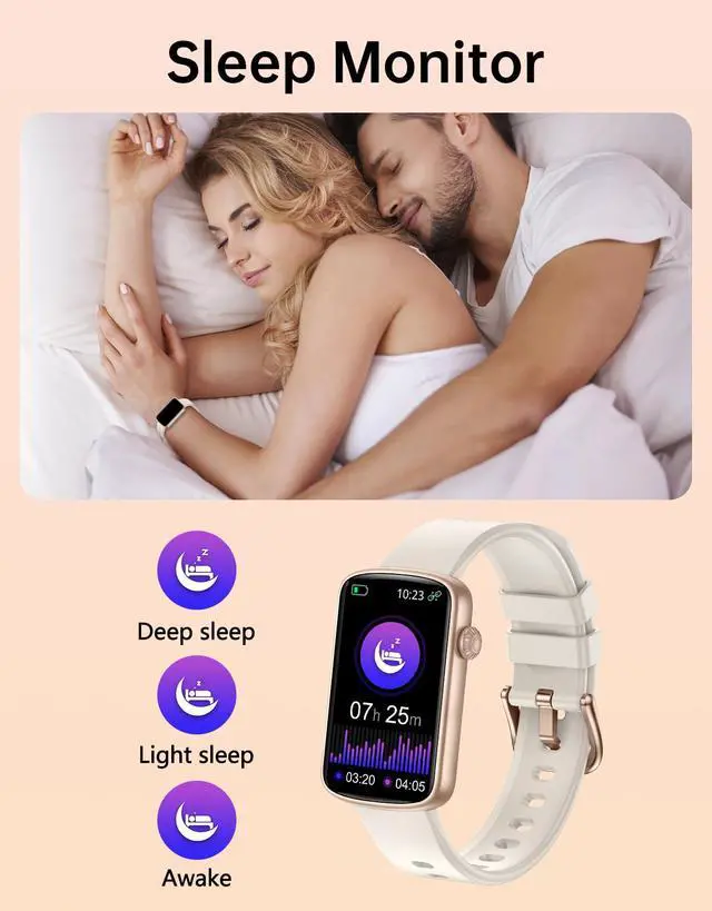 Alt view image 6 of 7 - Fitness Tracker, Fitness Watches for Women Men with Heart Rate Monitor Blood Oxygen Sleep Tracker Pedometer, 1.47" Smart Watch Step Calorie Counter for Android iOS IP68 Waterproof (Gold)