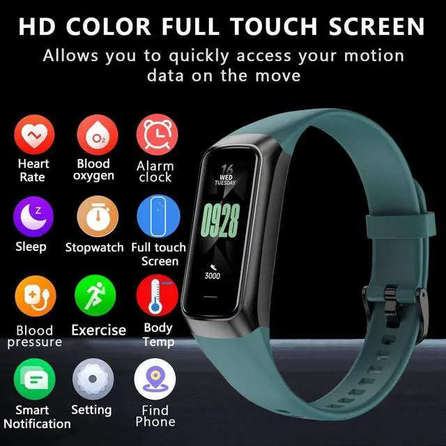 Alt view image 2 of 7 - Fitness Tracker Activity Tracker 1.10''AMOLED Touch Color Screen,Smart Watch with 24/7 Blood Oxygen Heart Rate,Sleep Monitor,IP68 Waterproof,Step Counter Health for Women Men (Green)