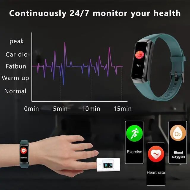 Alt view image 7 of 7 - Fitness Tracker Activity Tracker 1.10''AMOLED Touch Color Screen,Smart Watch with 24/7 Blood Oxygen Heart Rate,Sleep Monitor,IP68 Waterproof,Step Counter Health for Women Men (Green)