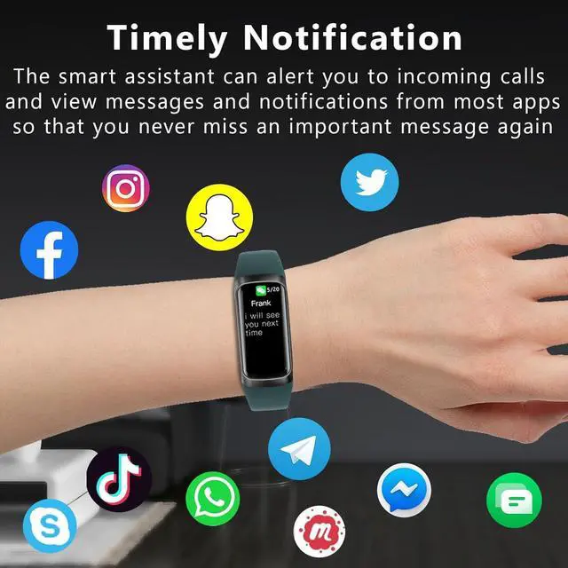 Alt view image 6 of 7 - Fitness Tracker Activity Tracker 1.10''AMOLED Touch Color Screen,Smart Watch with 24/7 Blood Oxygen Heart Rate,Sleep Monitor,IP68 Waterproof,Step Counter Health for Women Men (Green)