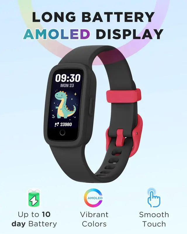 Alt view image 2 of 7 - Vigor 3 Kids Fitness Tracker Watch, AMOLED Screen for Boys Ages 5-15