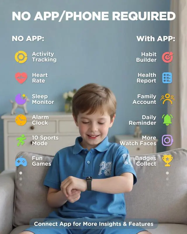 Alt view image 3 of 7 - Vigor 3 Kids Fitness Tracker Watch, AMOLED Screen for Boys Ages 5-15