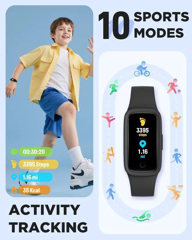 Alt view image 4 of 7 - Vigor 3 Kids Fitness Tracker Watch, AMOLED Screen for Boys Ages 5-15