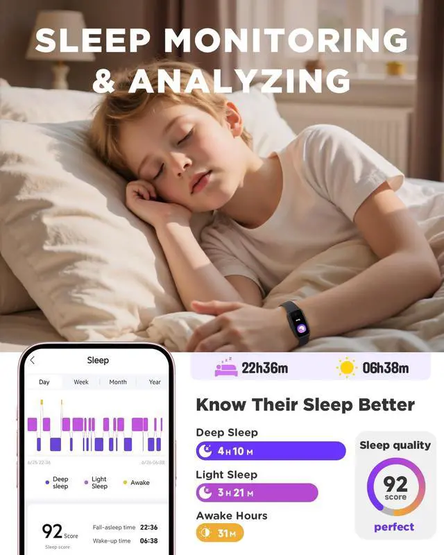 Alt view image 5 of 7 - Vigor 3 Kids Fitness Tracker Watch, AMOLED Screen for Boys Ages 5-15