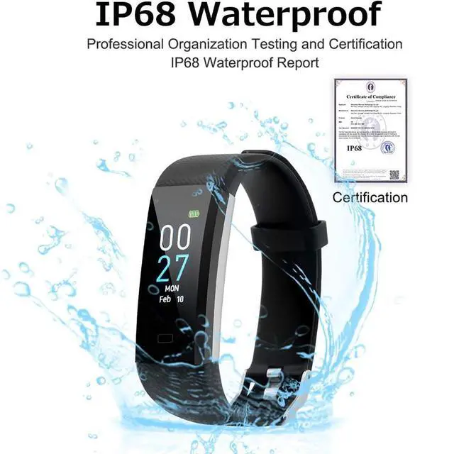 Alt view image 6 of 6 - Fitness Tracker with Heart Rate Monitor/Step Counter/Calories, Activity Tracker Smart Watch Sleep Monitor, IP68, Health Tracker Pedometer for Man Women