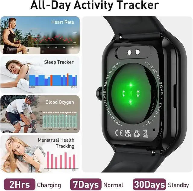 Alt view image 4 of 7 - Smart Watch(Answer/Make Call), 1.96" HD Smartwatch for Men Women, 2026 Fitness Watch with 7/24 Heart Rate/Sleep Monitor/30+Day,113+ Sport Modes,IP68 Waterproof Fitness Activity Tracker for Android iOS