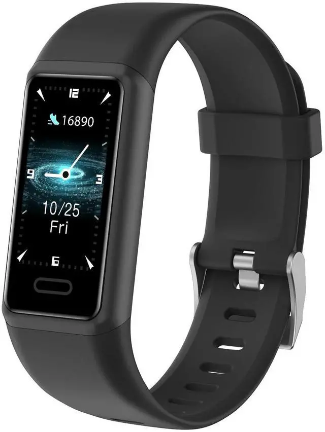 Main image of Fitness Tracker with Heart Rate Monitor Sleep Tracker Steps Counter Messages Notification Alarm Clocks Stopwatch Pedometer Watch Activity Tracker IP68 Waterproof (Pure Black)