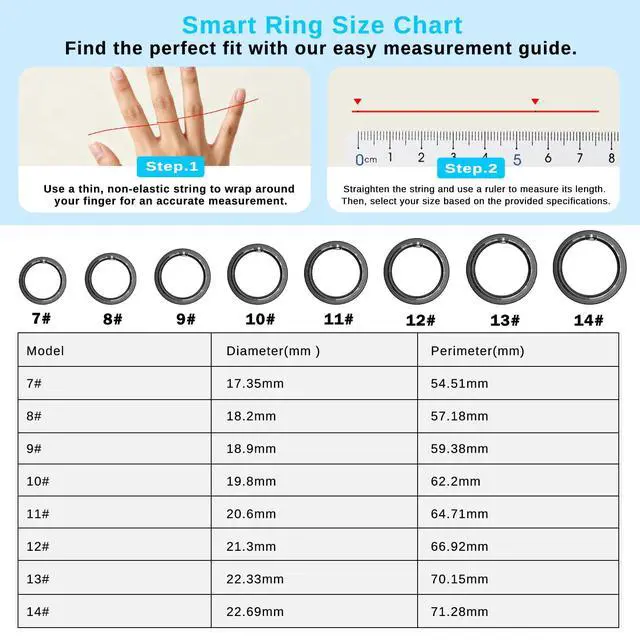 Alt view image 2 of 7 - Smart Ring for Men & Women, Fitness and Health Tracker Ring(Black 11)