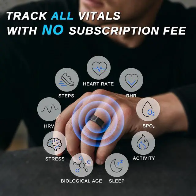 Alt view image 4 of 7 - Smart Ring for Men & Women, Fitness and Health Tracker Ring(Black 11)