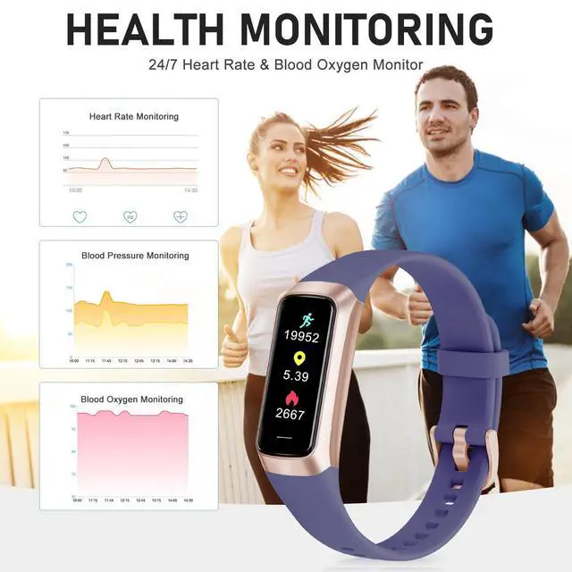 Alt view image 3 of 7 - Fitness Tracker with 24/7 Heart Rate Blood Oxygen Sleep Monitor, 1.10" AMOLED Touch Screen Step Trackers, IP68 Waterproof Steps Counter Pedometer for Women Men