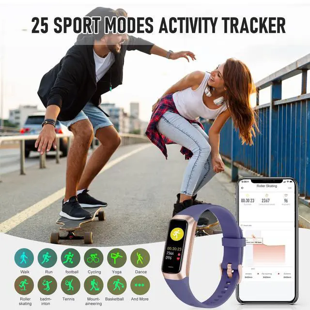 Alt view image 5 of 7 - Fitness Tracker with 24/7 Heart Rate Blood Oxygen Sleep Monitor, 1.10" AMOLED Touch Screen Step Trackers, IP68 Waterproof Steps Counter Pedometer for Women Men