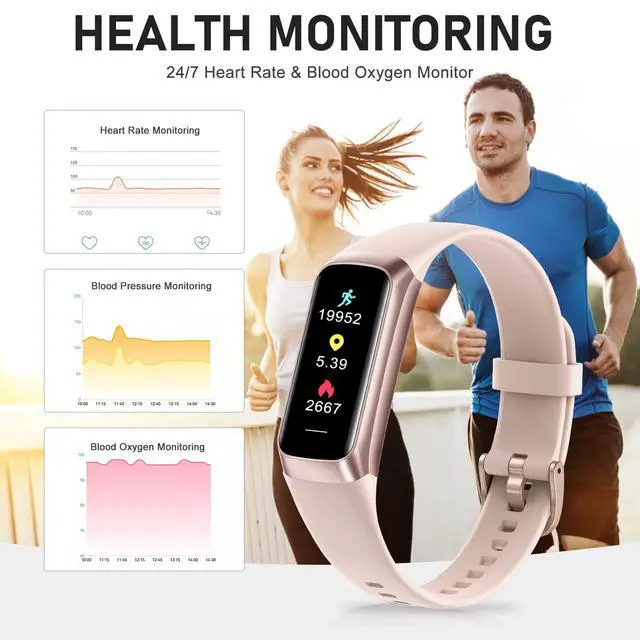 Alt view image 3 of 7 - Fitness Tracker with 24/7 Heart Rate Blood Pressure Blood Oxygen Sleep Monitor, 1.1" AMOLED Touch Screen Activity Trackers, Waterproof Step Counter Health Pedometer for Women