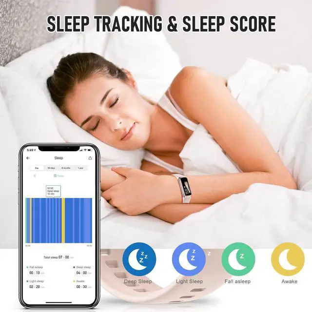 Alt view image 4 of 7 - Fitness Tracker with 24/7 Heart Rate Blood Pressure Blood Oxygen Sleep Monitor, 1.1" AMOLED Touch Screen Activity Trackers, Waterproof Step Counter Health Pedometer for Women