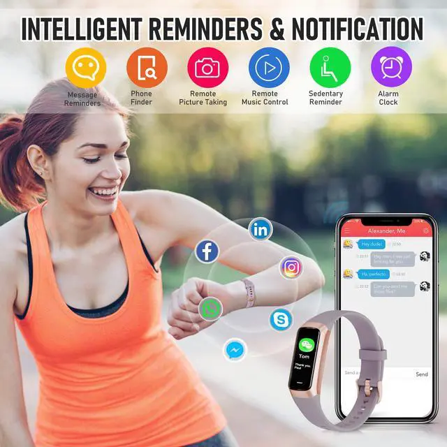 Alt view image 6 of 7 - Fitness Tracker with 24/7 Heart Rate Blood Pressure Blood Oxygen Sleep Monitor, 1.1" AMOLED Touch Screen Activity Trackers, Waterproof Step Counter Health Pedometer for Women