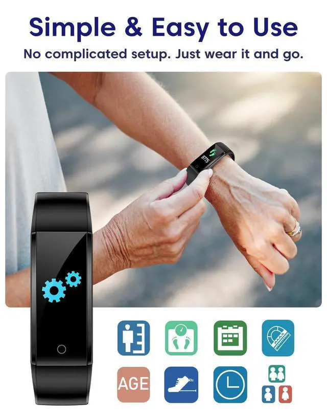 Alt view image 3 of 7 - Pedometer Watch No Bluetooth No APP No Phone Required, Simple Fitness Tracker for Men Women with Steps/Calories Counter Time/Date Display IP68 Waterproof Step Tracker for Walking Running (Black)