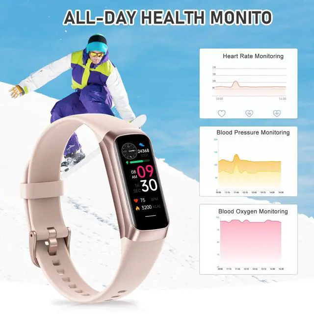 Alt view image 2 of 7 - Fitness Tracker for Women Men with Heart Rate/Blood Pressure/Calories