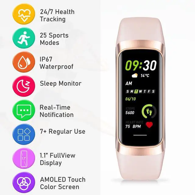 Alt view image 7 of 7 - Fitness Tracker for Women Men with Heart Rate/Blood Pressure/Calories
