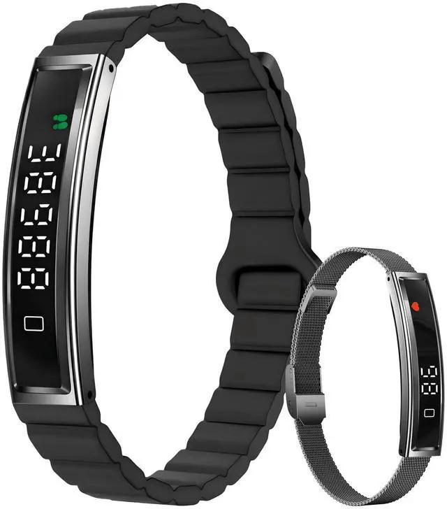 Main image of Pedometer Step Counter Fitness Tracker Bracelet with Time Display, Accurate Steps Calories and Distance Tracking, Heart Rate and Sleep Monitor, IP68 Waterproof Slim Activity Band for Women and Men