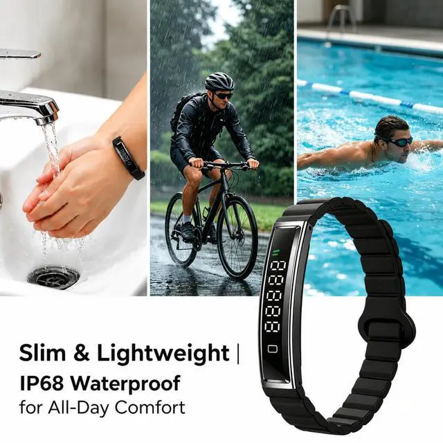 Alt view image 7 of 7 - Pedometer Step Counter Fitness Tracker Bracelet with Time Display, Accurate Steps Calories and Distance Tracking, Heart Rate and Sleep Monitor, IP68 Waterproof Slim Activity Band for Women and Men