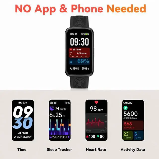 Alt view image 3 of 7 - Slim Design Fitness Tracker, No App No Phone Required, Long Battery Life