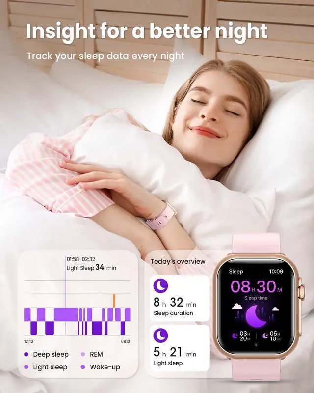 Alt view image 6 of 7 - Smart Watch for Women for iPhone Android:1.85" Smartwatch Fitness Tracker