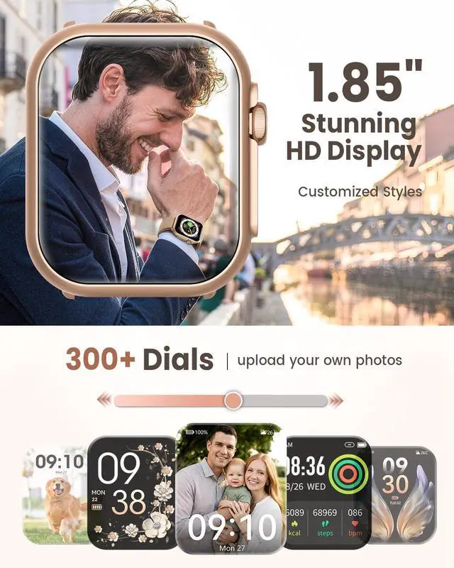 Alt view image 7 of 7 - Smart Watch for Women for iPhone Android:1.85" Smartwatch Fitness Tracker