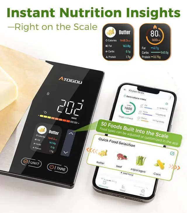 Alt view image 3 of 7 - Smart Food Kitchen Scale with Nutrition Calculator, Color Display