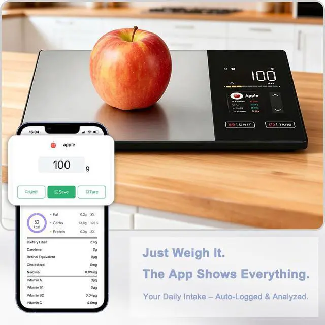 Alt view image 2 of 7 - Smart Food Scale with Nutritional Calculator, Free App & Color Display