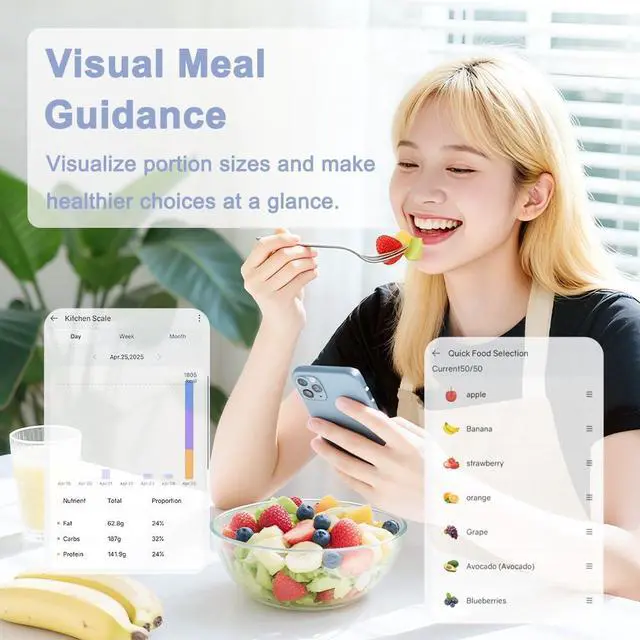 Alt view image 4 of 7 - Smart Food Scale with Nutritional Calculator, Free App & Color Display