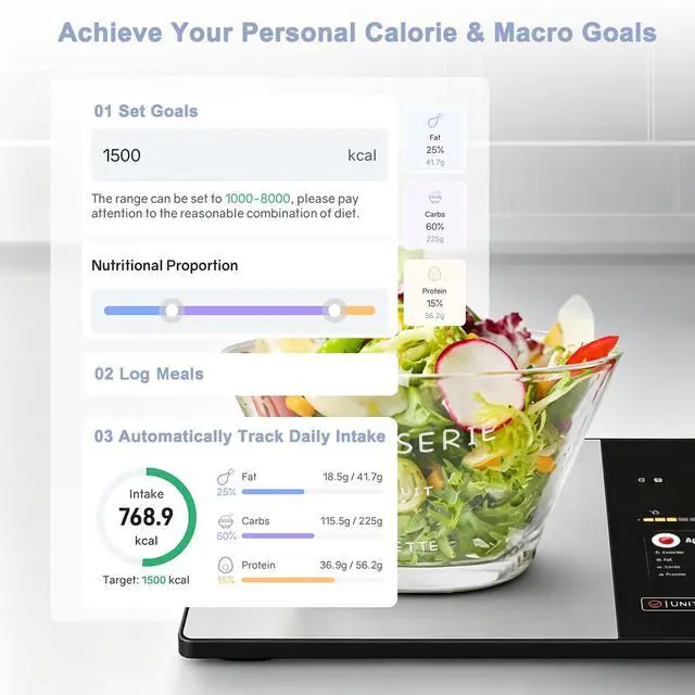 Alt view image 3 of 7 - Smart Food Scale with Nutritional Calculator, Free App & Color Display