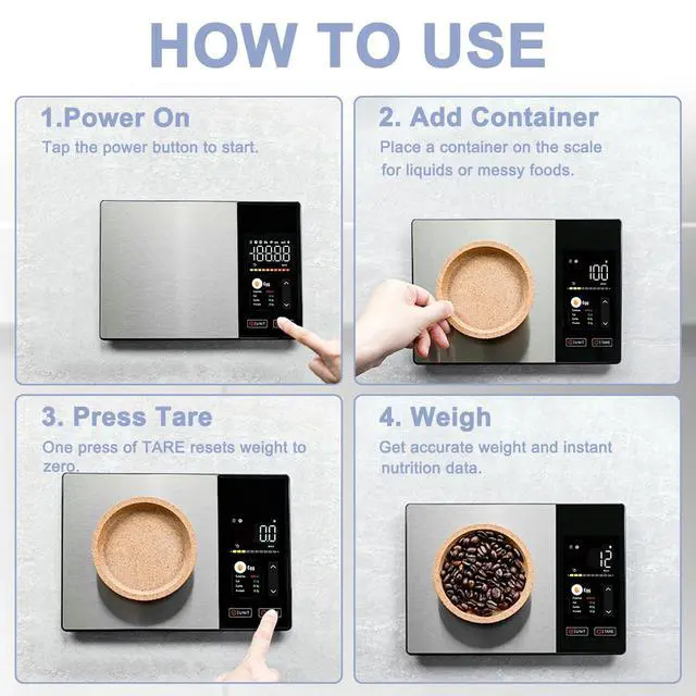 Alt view image 6 of 7 - Smart Food Scale with Nutritional Calculator, Free App & Color Display