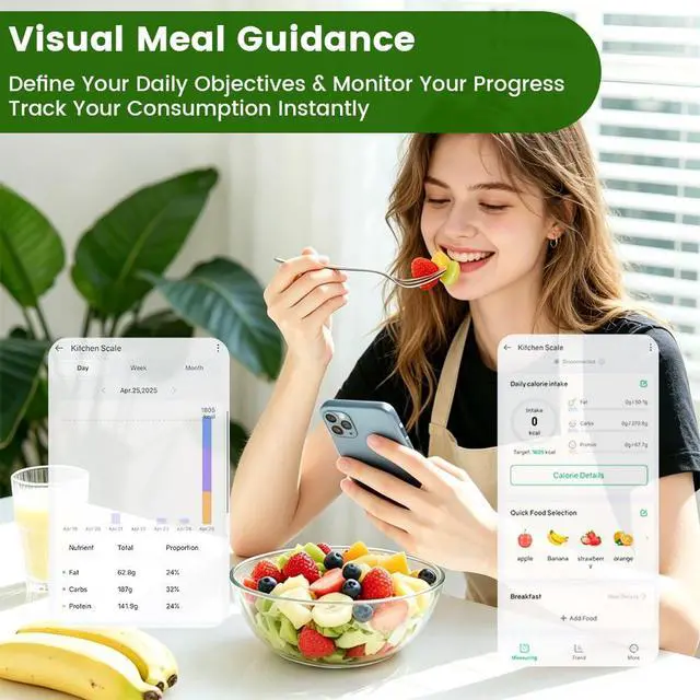Alt view image 3 of 7 - Smart Food Scale with Nutritional Calculator, Free App for 999+ Foods, Supports Offline Functionality, Calorie Scale, Nutrition Scale with 50 Food Preload, Black