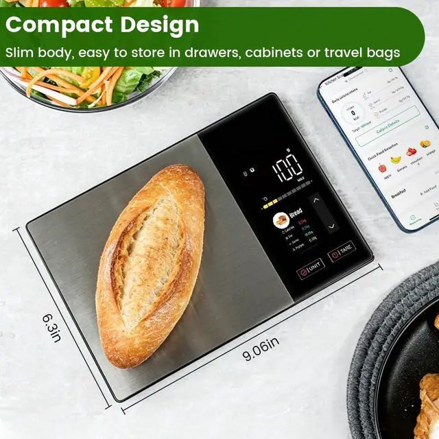 Alt view image 6 of 7 - Smart Food Scale with Nutritional Calculator, Free App for 999+ Foods, Supports Offline Functionality, Calorie Scale, Nutrition Scale with 50 Food Preload, Black